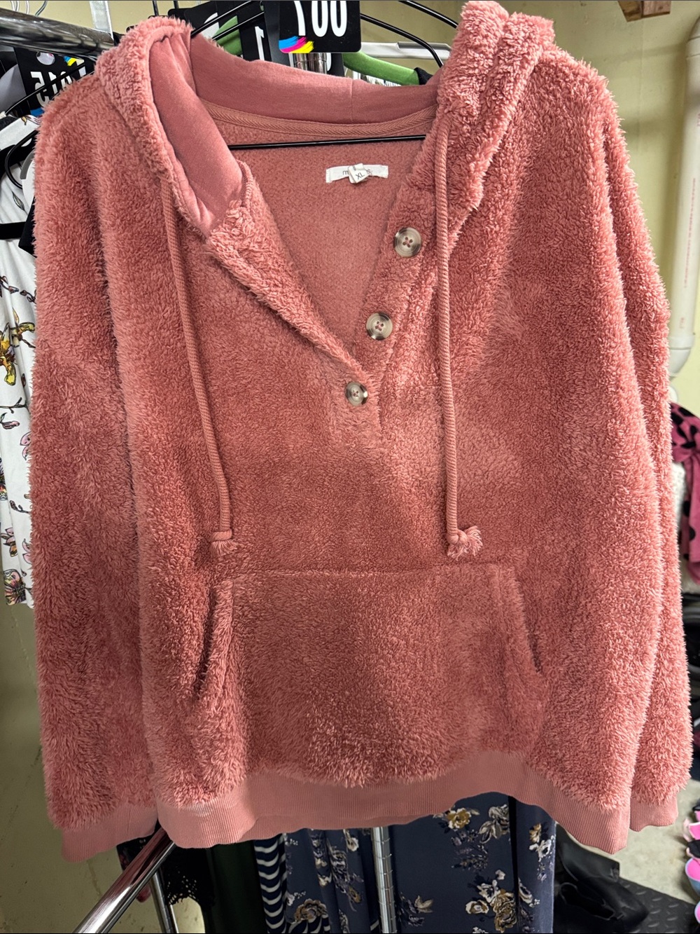 Maurices Plush Teddy Hoodie Jacket in Dusty Rose